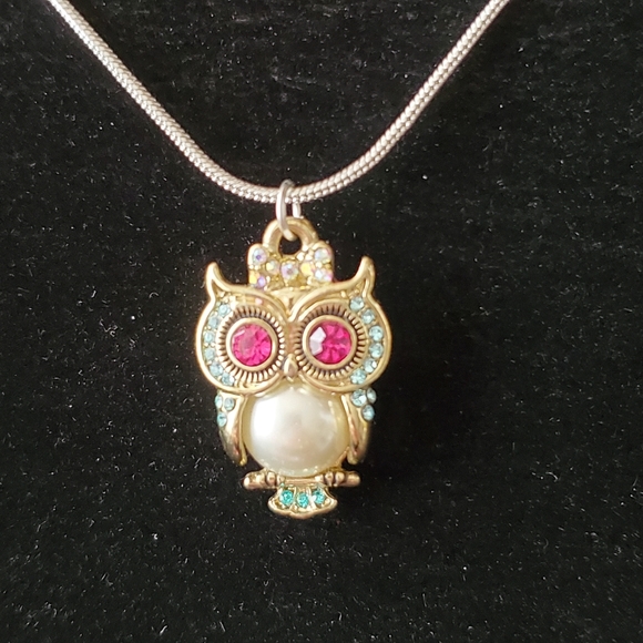 Sparkling Owl  20" inch .925 Sterling Silver Necklace - Picture 4 of 4